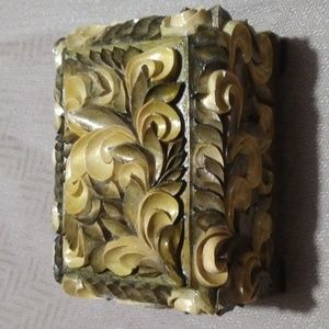 Beautiful Carved Wood Jewelry or Trinket Box